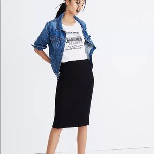 Madewell black ribbed midi skirt